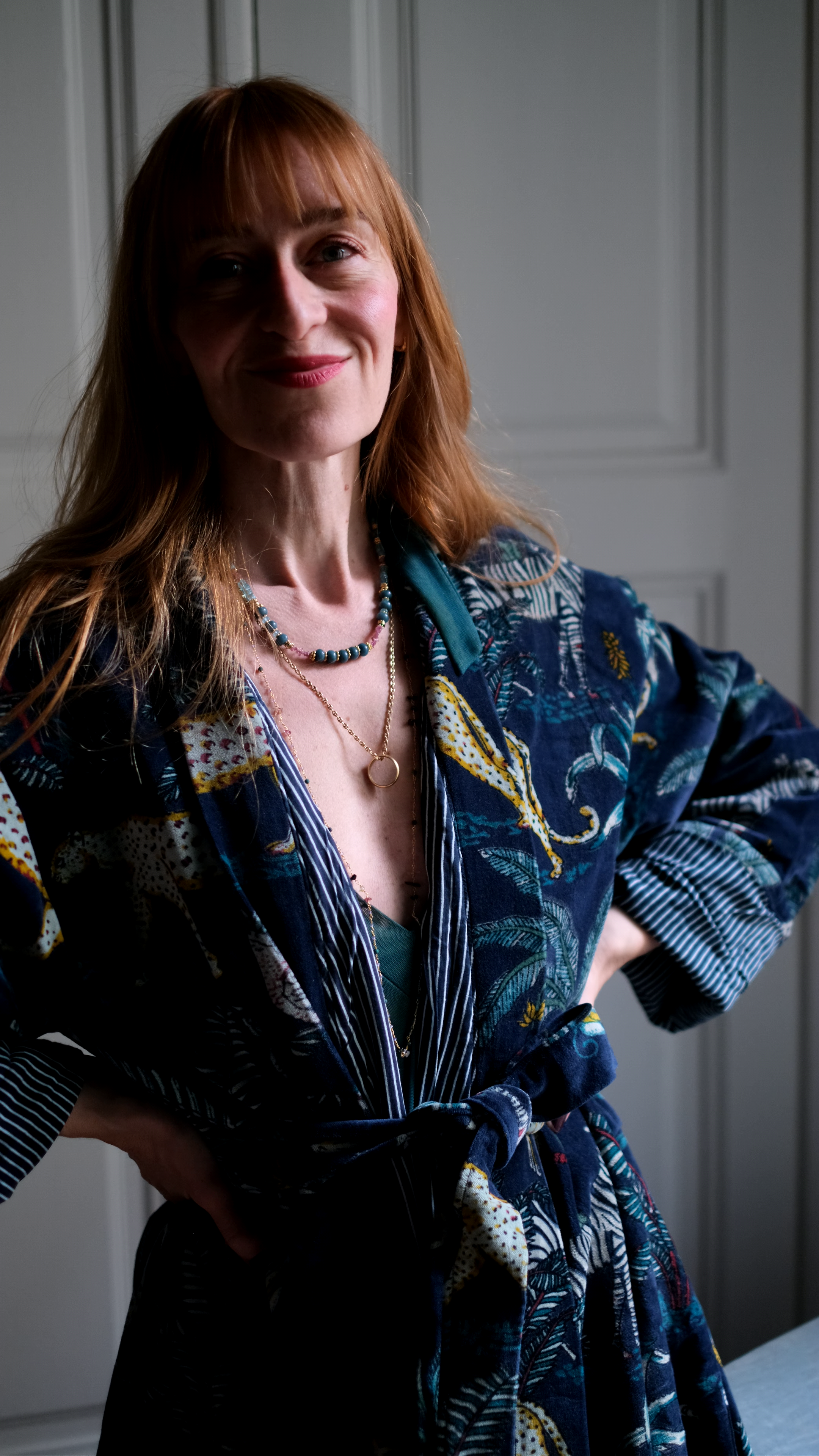Cappotto kimono in velluto Blu notte