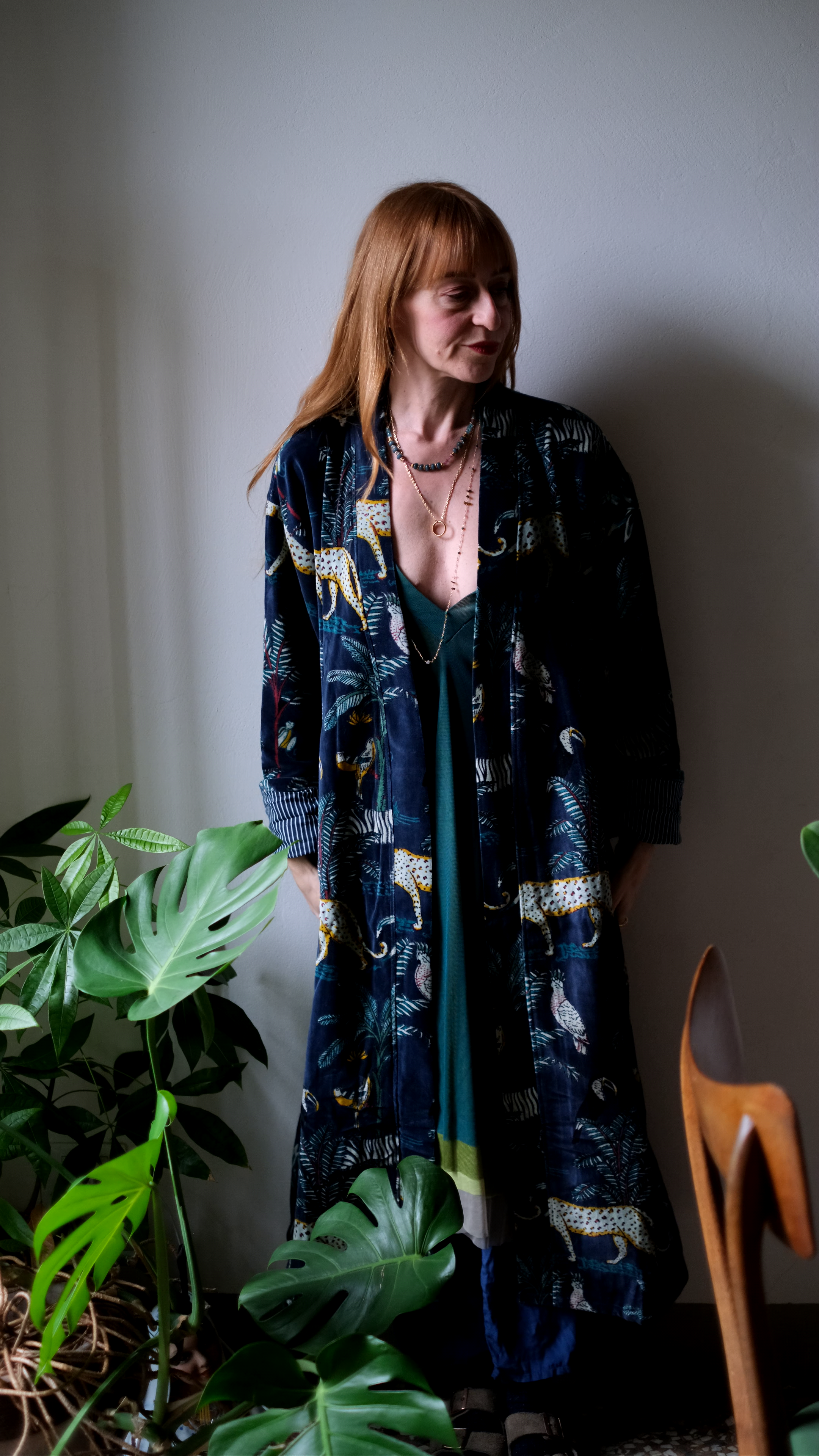 Cappotto kimono in velluto Blu notte